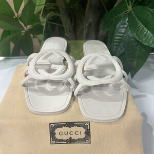 Gucci Women's White Rubber Slide Sandals